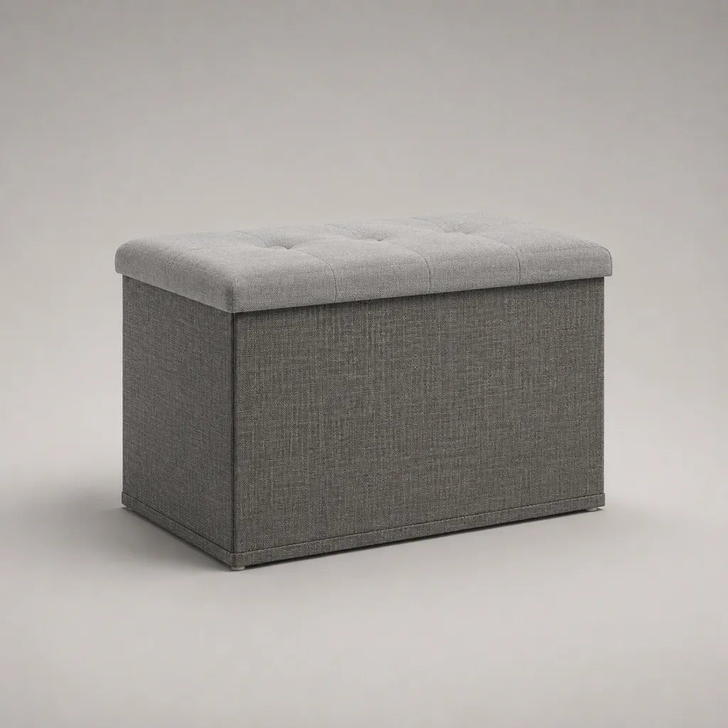 Scatola di stoccaggio pieghevole rettangolare in tessuto e MDF, grigio chiaro e grigio scuro, 76 × 38 × 38 cm