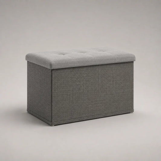Scatola di stoccaggio pieghevole rettangolare in tessuto e MDF, grigio chiaro e grigio scuro, 76 × 38 × 38 cm