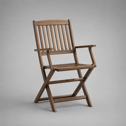 Sedia pieghevole da giardino con braccioli in legno massiccio, 54 × 57 × 91 cm