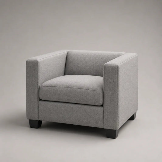 Sedia Club 1 seduta in poliestere grigio chiaro, forma cubica, 82 × 78 × 75 cm