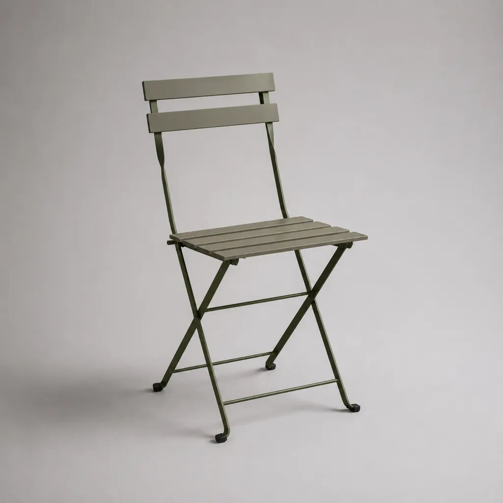 Sedia da giardino pieghevole in acciaio verde oliva, 42 × 47 × 81 cm