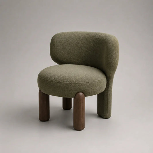 Sedia in poliestere rotondo, verde oliva e noce, 72 × 72 × 75 cm